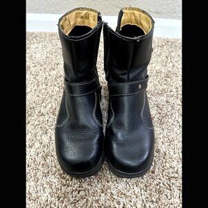 Black Milwaukee Motorcycle Boots Leather Round Toe Ankle Vintage Oil Resistant 8